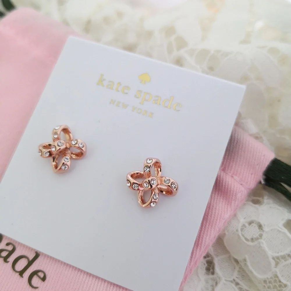 New Kate Spade Its a Tie Earrings Stud Rose Gold O0RU2405